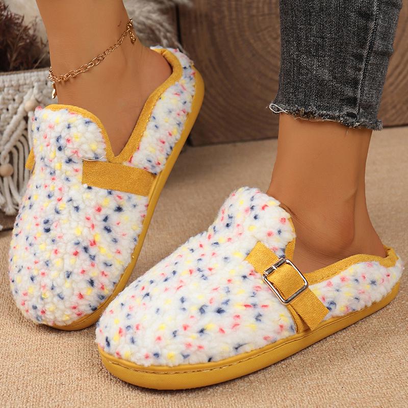 

Мода Мода Смешанный цвет Плюшевые тапочки Женские Круглый носок Слипоны Домашние Хлопковые тапочки Женские Зимние Ремешок с пряжкой Декор Меховые шлепанцы Женские 40-41 бежевый