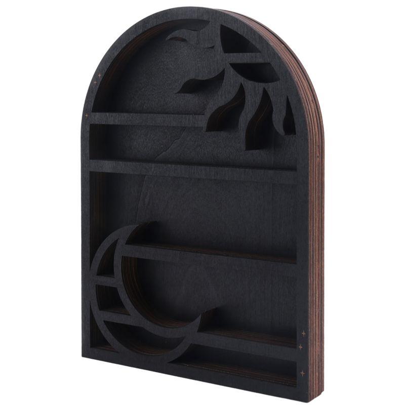 A34R Wood Storage Shelf - Stylish And Practical Wall Shelf, Crescent Sun And Moon Crystal Shelf
