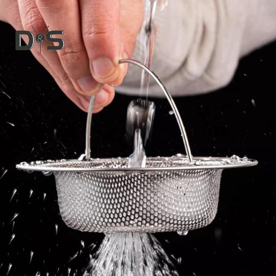 Filtre d'évier de cuisine en acier inoxydable Grand support de débris alimentaires Panier de vidange anti-obstruction à mailles fines Poignée facile à soulever Filtre d'égout durable