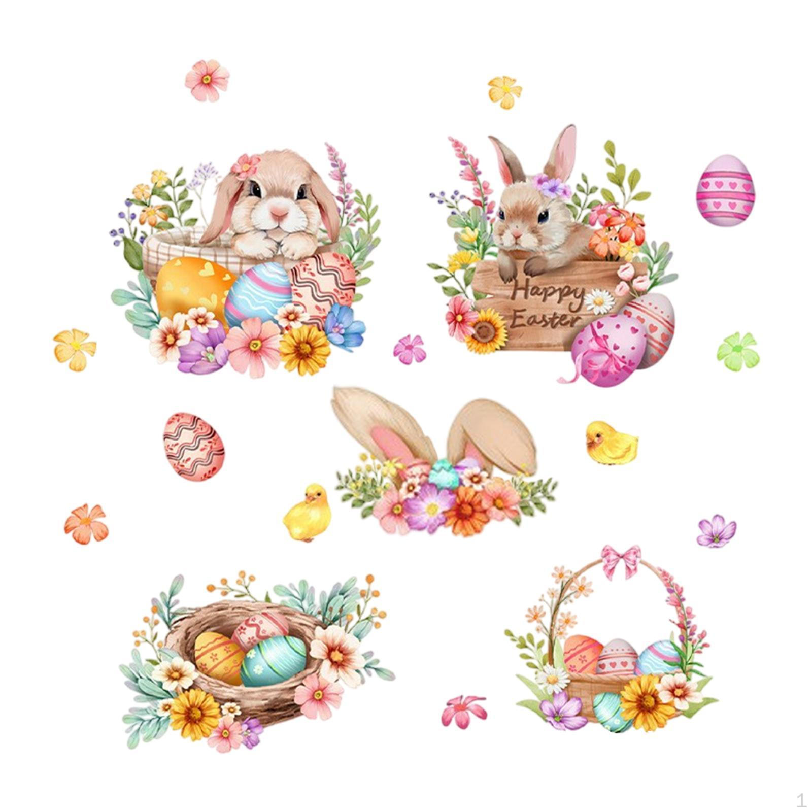

Easter Window Clings Decals Removable Cute Colorful Stickers Decor for Home Living