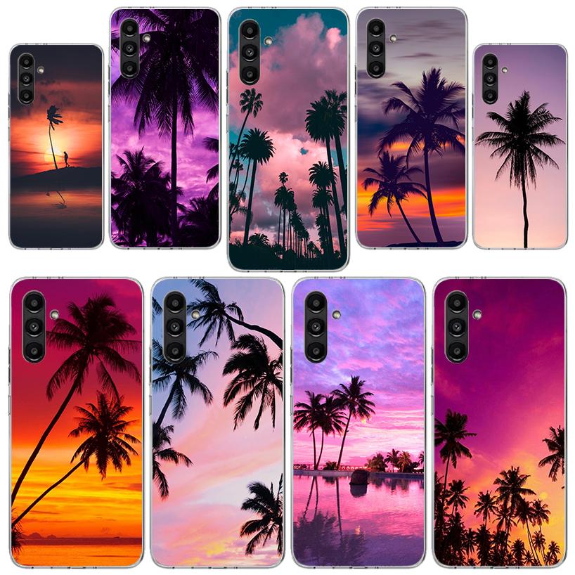 Palm Leaves Sunset Summer Scenery Phone Case for Samsung Galaxy A17 A16 A26 A36 A56 A15 A14 A13 A55 A54 A53 A35 A34 A33 A25 A24