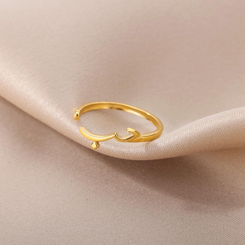 Minimalist Stainless Steel Arabic Love Rings For Women Gold Geometric Arabic Ring Aesthetic Wedding Christmas Jewelry Gift