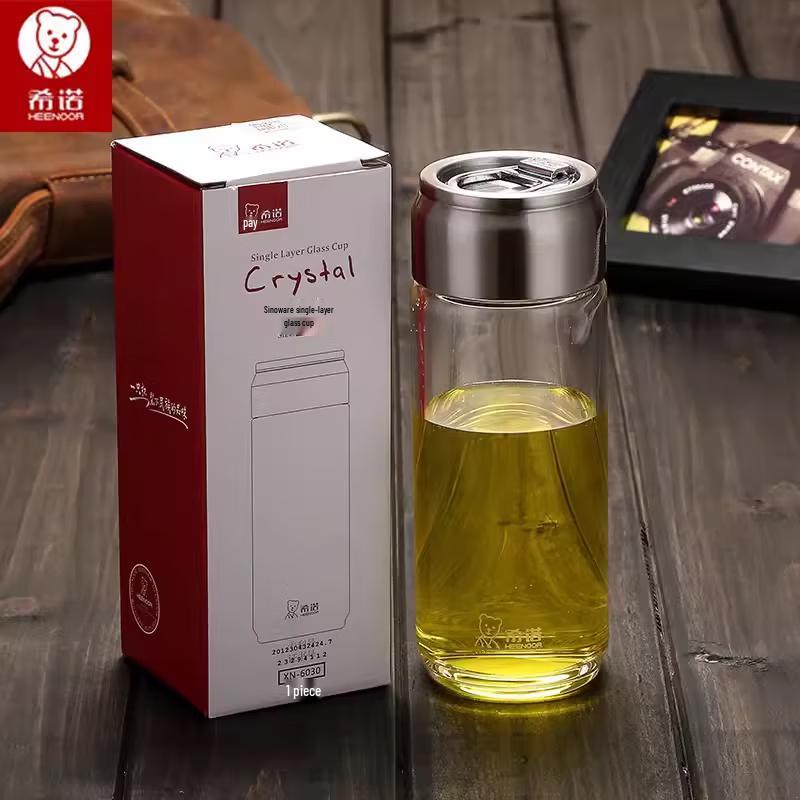 XINUO Portable Single-Layer Glass Water Bottle