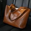 High Quality Brown Women's Handbags Soft Leather Large Capacity Tablet Computer Bag Luxurious Texture Retro Underarm Bag