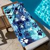 1pc Blue Paw Print Pattern On Watercolor Background 2D Printed Microfiber Beach Towel, Quick Dry Super Absorbent. Great for