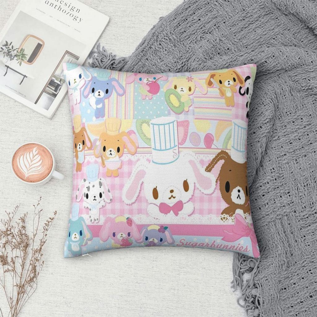 Sugarbunnies Anime Kuddfodral Polyester Dekorativ Kudde Söt Tecknad Rolig Kuddfodral