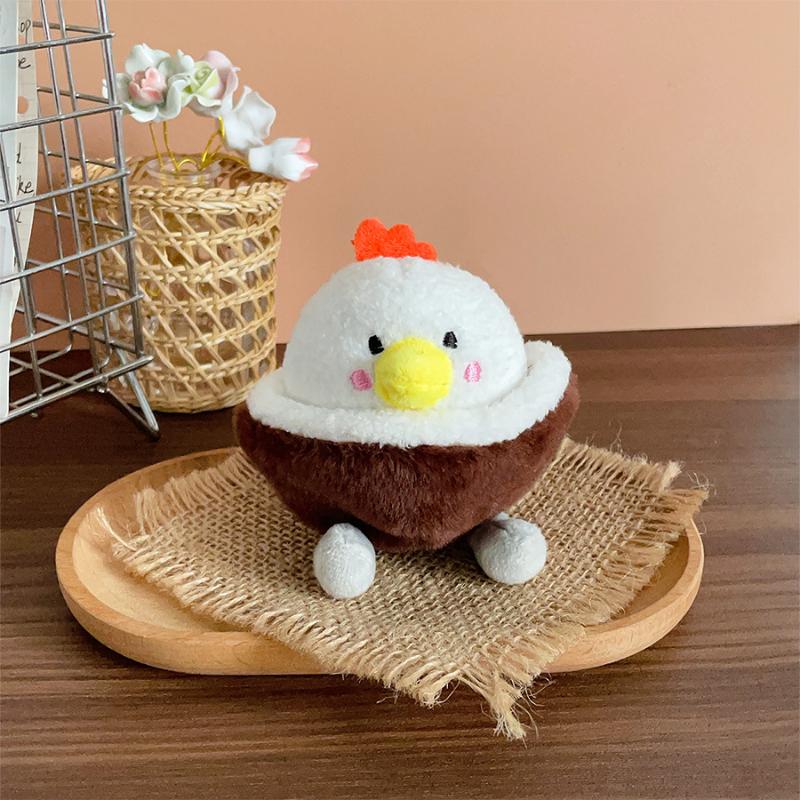 Cute Funny Cute Coconut Shell Chicken Keychain Cartoon Pendant Plush Toy Doll Bag Ornaments Accessories Decoration Gifts
