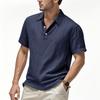 Summer Men's Casual Buttoned Loose Linen Lapel Short Sleeve Shirt for Men