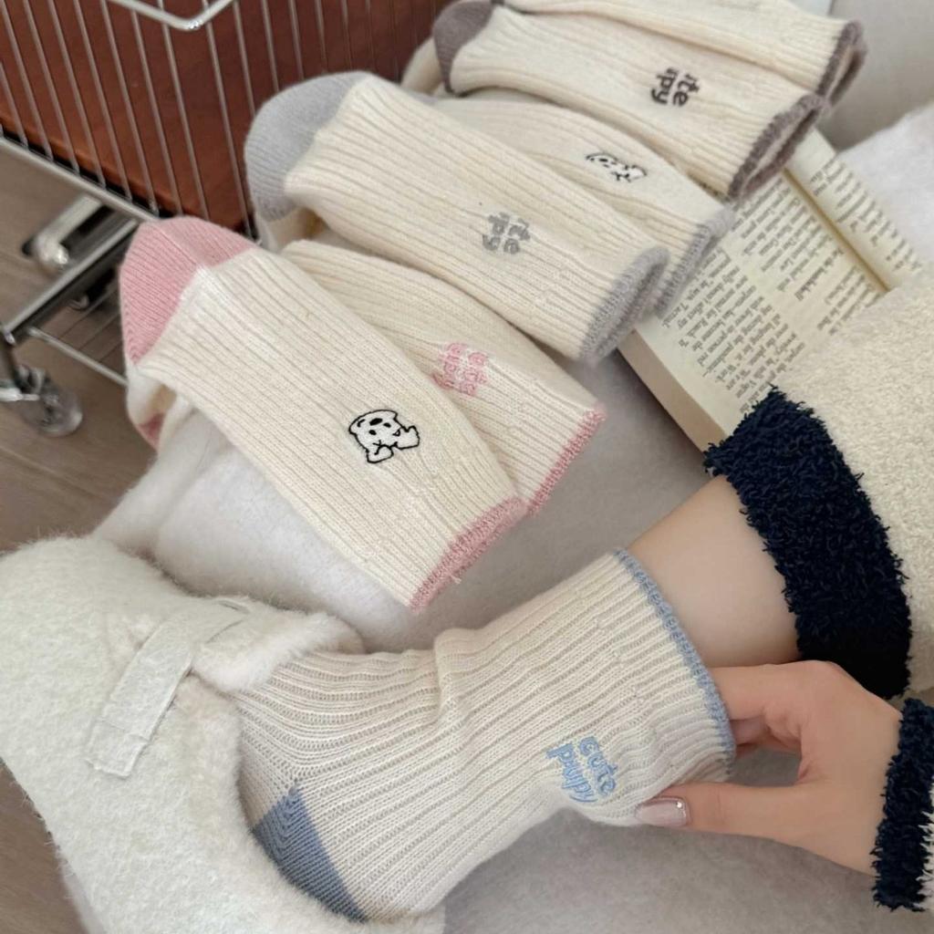 Winter Explosive Cartoon Bear Wool Socks Ab Thickened Fleece Warm Socks