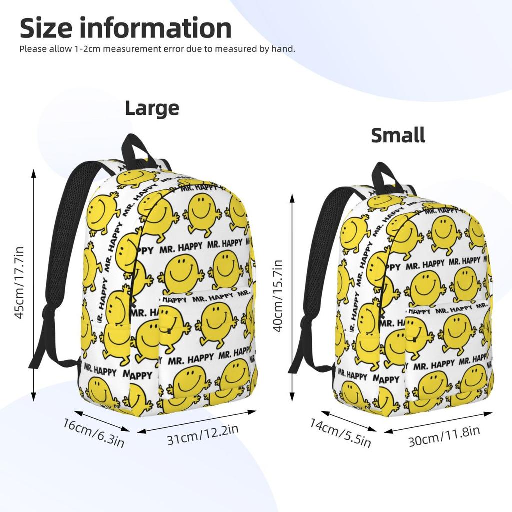 Mr. Men Cute Little Miss Popular Backpack Hot Sale Daypack Large Capacity BookBag School Bag Shoulder Bags for Men Women