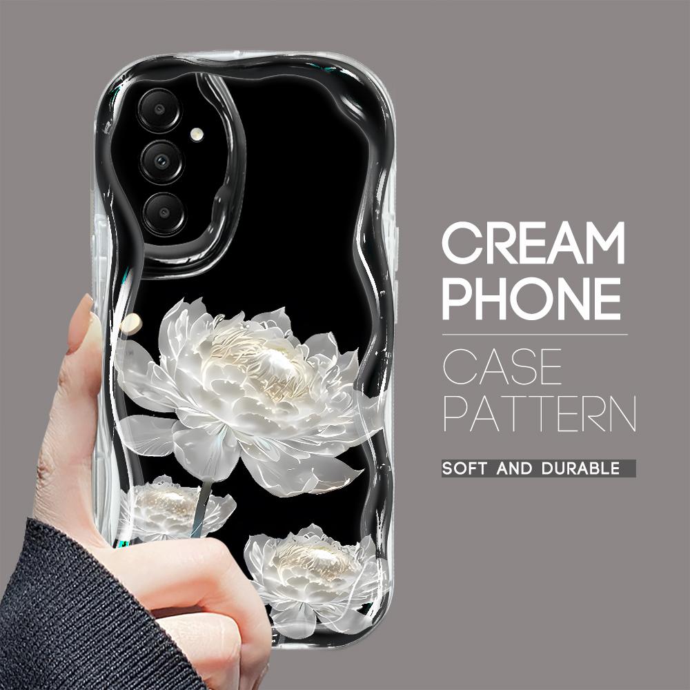 Cute Cartoon Pattern Cream Texture Casing Wavy Edge Soft Silicone Cover Phone Case for Samsung