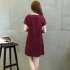 Women Cotton Linen Thin Short-sleeved Loose Waist Plus Size Dress