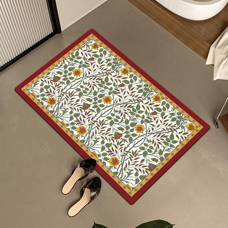 American Retro Semicircular Bathroom Floor Mat Water Absorption and Quick-drying Toilet Bathroom Door Foot Mat Diatom Mud Anti-slip Door Mat