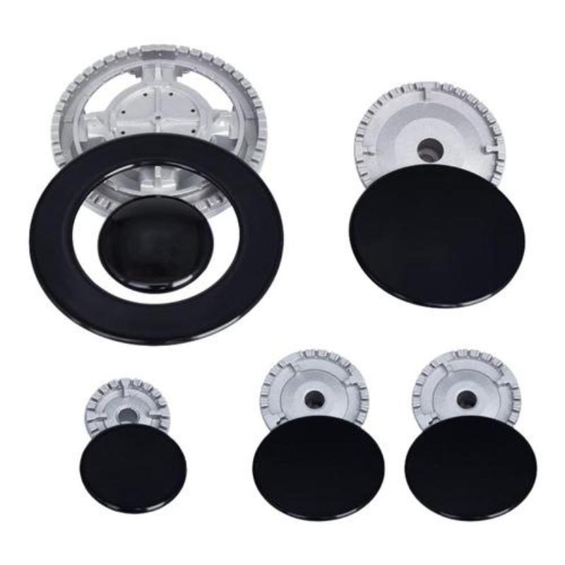 1 Set Gas Burner Flame Cap With Lid Plus 5 Stove Handles Cooker Hat for Home Cooking Oven Utility