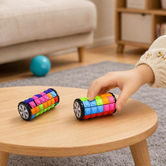 Stress Relief Puzzle Fidget Spinner, Brain Teaser Rolling Puzzle Stick Toy, Focus Aid Decompression Desk Toy for Home, Office, Travel