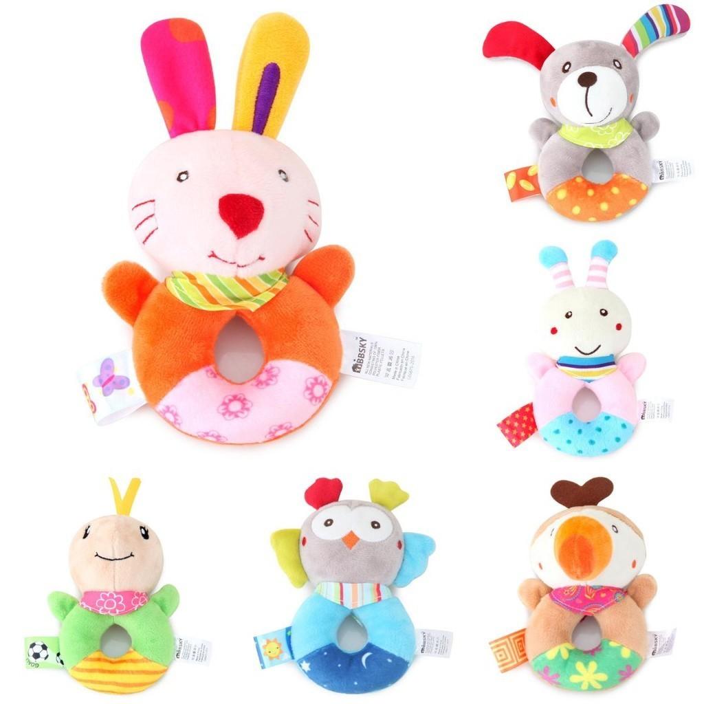 Bbsky Cute Animal Dog Rabbit Rattle Stick Baby Plush Hand Shake Bell Toy Newborn 0-1 Year