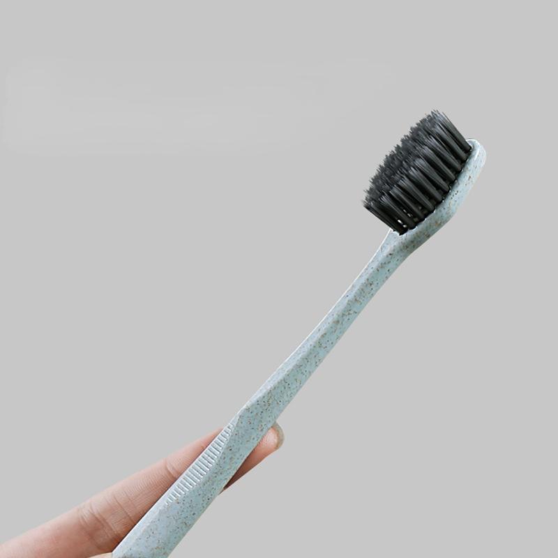 Long Charcoal Medium Soft Bristles Wheat Straw Family Combination 3 Soft Bristles Toothbrush