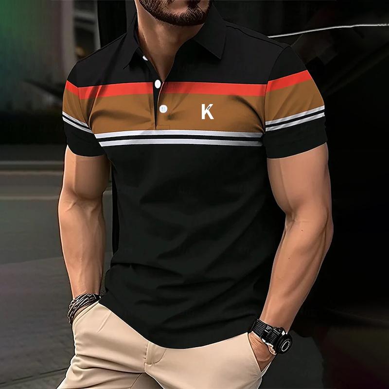 Haine de vară pentru bărbați Mânecă scurtă cu dungi Polo pentru bărbați Casual Elasticitate Polo pentru golf Topuri