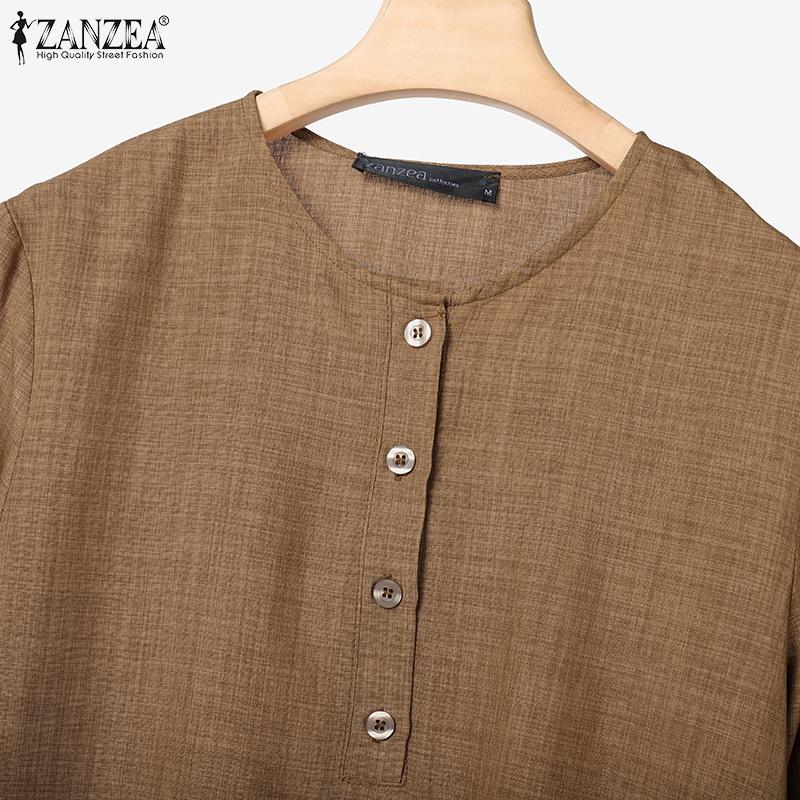 ZANZEA Women Long Sleeve Blouse and Pleated Skirts Casual Two Piece Suit Sets