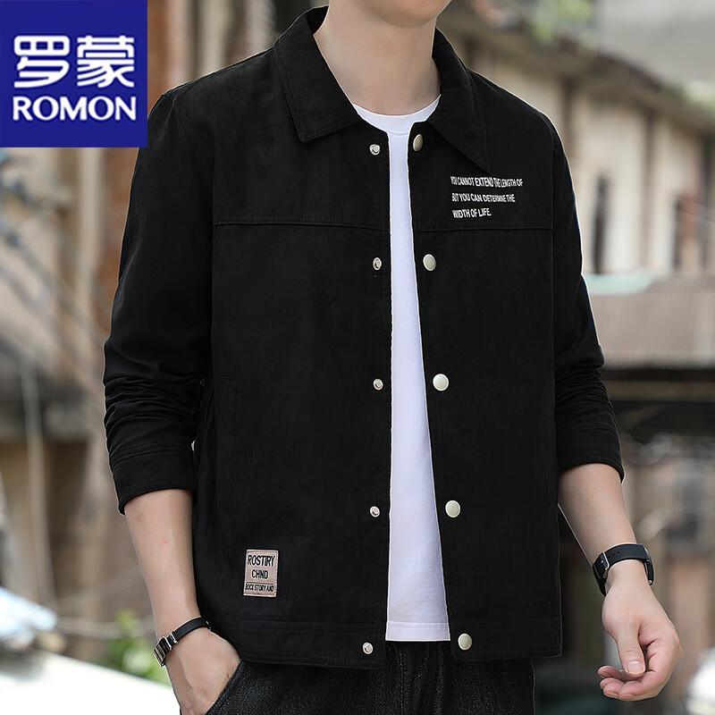 ROMON Men's Stylish Faux Suede Lapel Jacket