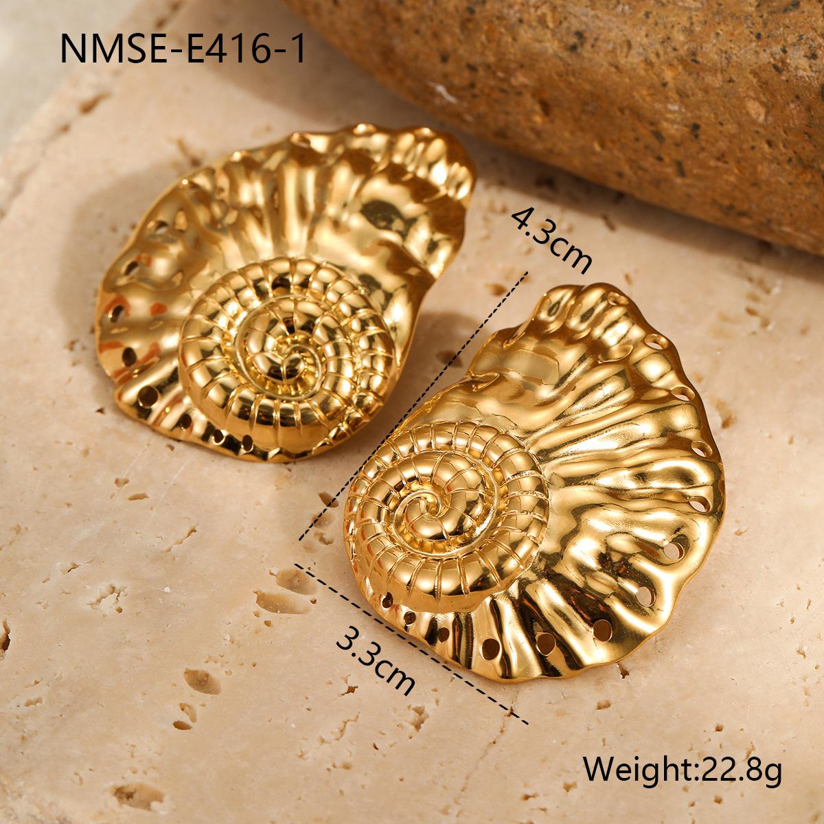 GEMCHIC Women s Gold Seashell Statement Earrings Exaggerated Ocean Style Stainless Steel Jewelry 18K