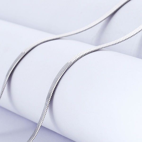 S925 Silver Plated 4MM Blade Necklace for Men and Women, Flat Snake Bone Chain