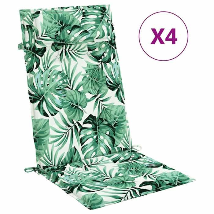 VidaXL High Back Chair Cushions Set of 4 Leaf Pattern, Cushion, Chair Pad, Seat Cushion 361911
