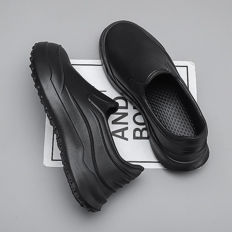 Men's Chef Slip-On Shoes: Waterproof, Oil-Proof, Anti-Slip, Lightweight, Wear-Resistant for Restaurant & Hotel Workers.