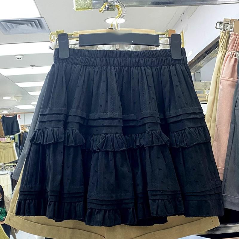 Summer 2025 Women's High-Waist White A-Line Puffy Skirt - Anti-Exposure, Hip-Wrapped Design