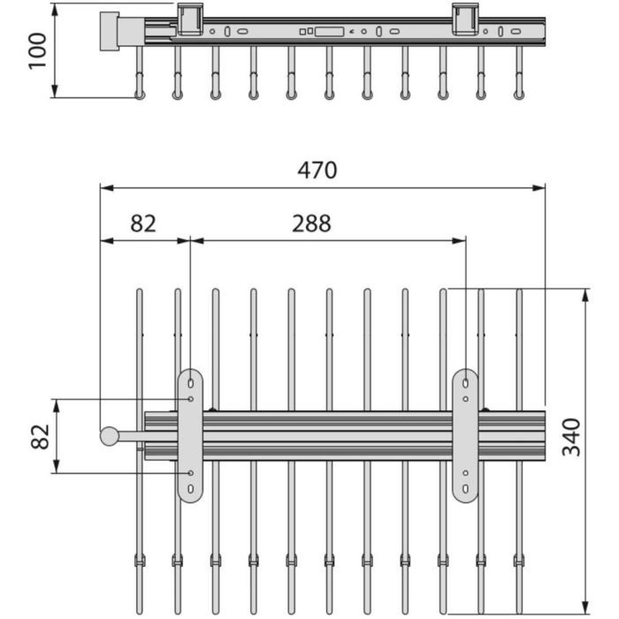 Porte-pantalons extractible - emuca - chromé - acier - 11 tringles - coulisses à billes