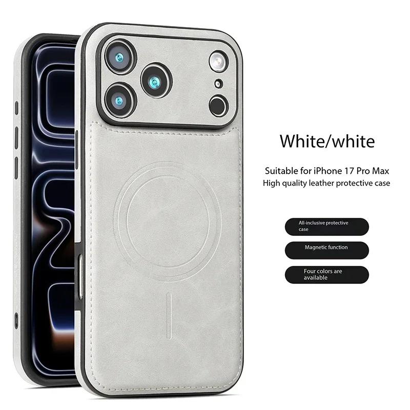 Luxury Retro Leather Business Magsafe Phone Case For iPhone 17 16 15 14 13 12 Pro Max Plus 17Air Magnetic Wireless Charge Cover