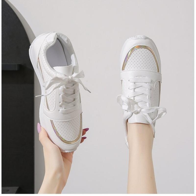 

Модные женские кроссовки, модные дышащие вулканизированные туфли из искусственной кожи, туфли на платформе, белые повседневные туфли на шнуровке, Zapatos Mujer 36 золотой
