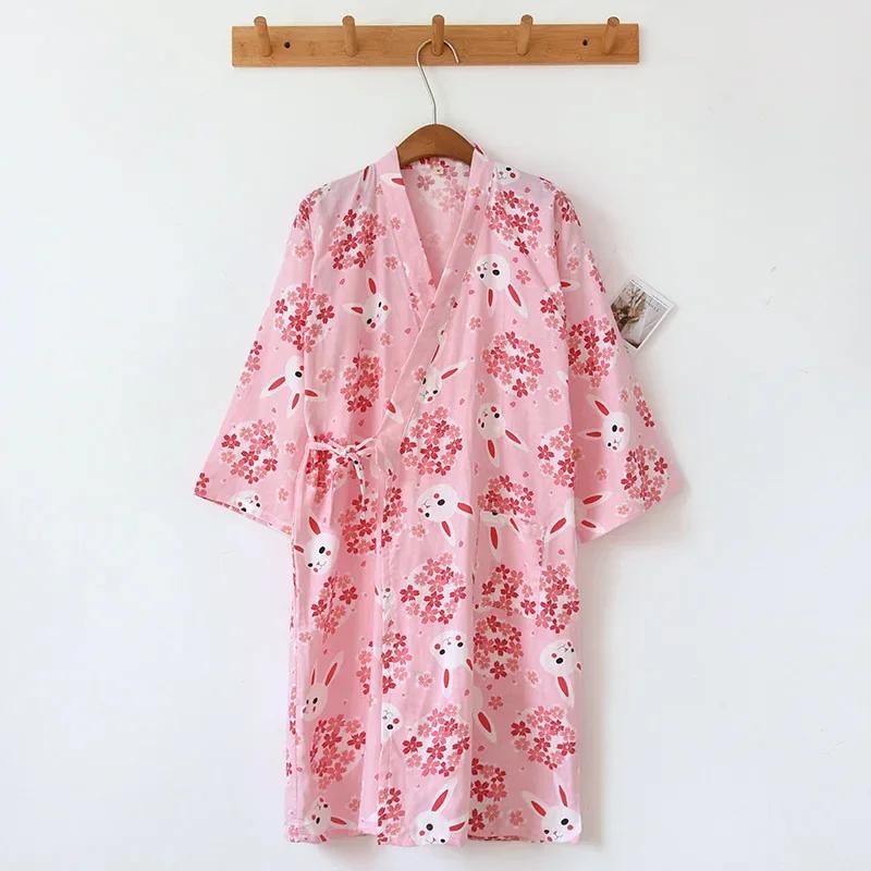 

Женский хлопковый халат-кимоно, свободная домашняя одежда, пижамы, халаты для женщин, разноцветный кардиган с принтом, одежда для сна, женский халат L