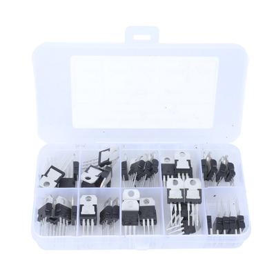 50pcs 10 Value Voltage Regulator Transistor Assortment Kit with 10 Grids Transparent Box