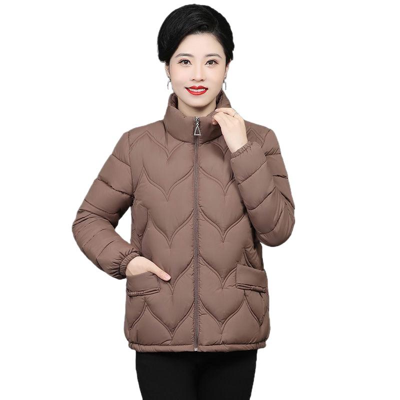 Nejnovější dámské péřové bundy pro ženy středního věku a seniorky Podzimní a zimní Velké velikosti Bavlněné bundy Lehké a krátké bundy