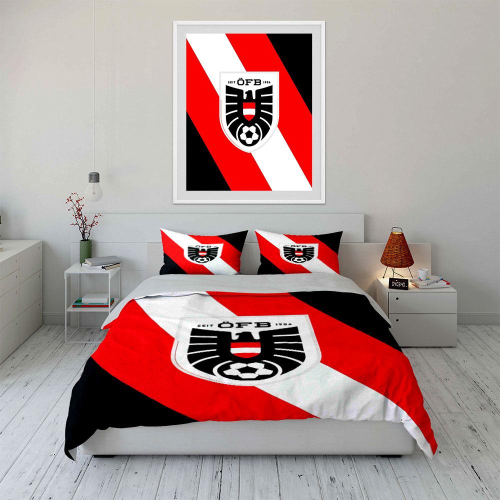 Bandiera Austriaca ÖFB Set Calcio Biancheria da Letto Set Copripiumino Copripiumino Federe (1 * Copripiumino 2 * Federe, senza piumino)