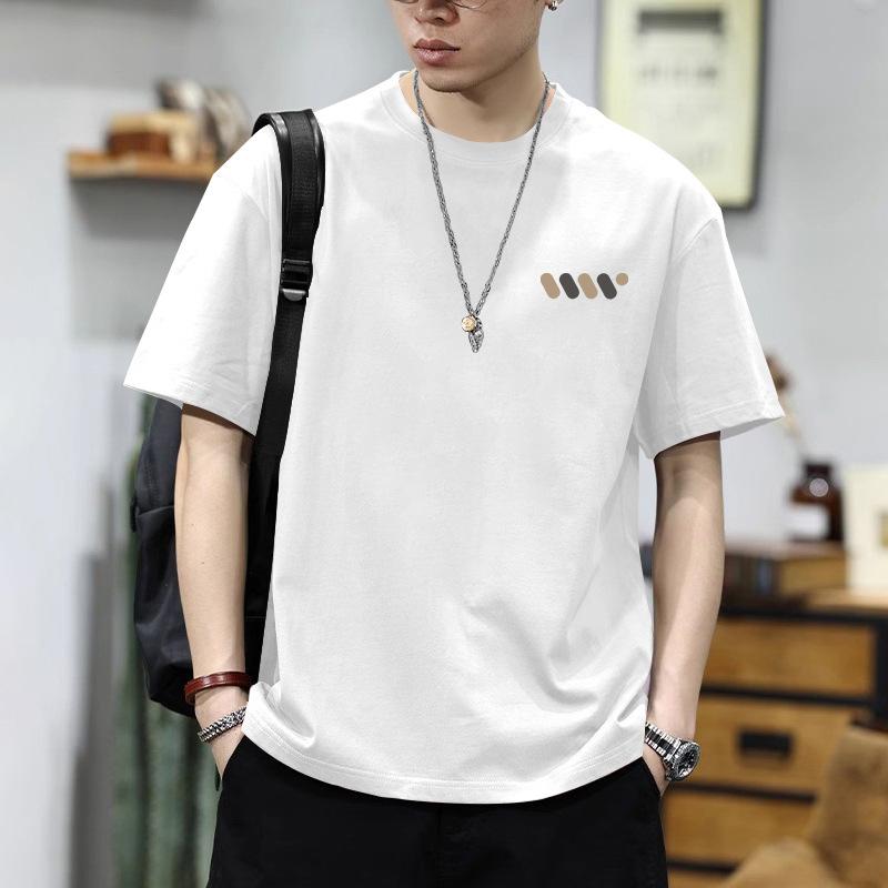 

Men Minimal Small Graphic Short Sleeve T Shirt Crew Neck Loose Fit Casual Plain Daily Summer Basic Top S белый