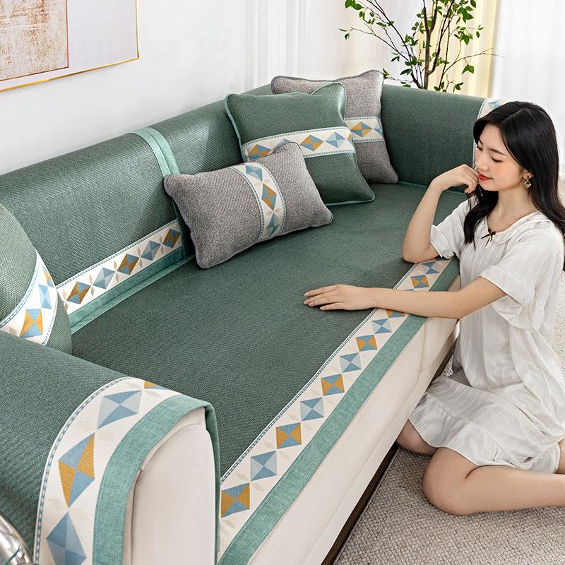 Sofa Cushion Summer Mat Cooling Rattan Rattan Mat Sofa Cover Ice Silk Simple Seat Cushion Modern High-End