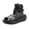 Women's Sandals Summer 2026 Mid Heeled Wedges Shoes for Women Retro Leather Gladiator Sandals Platform Rome Sandalias
