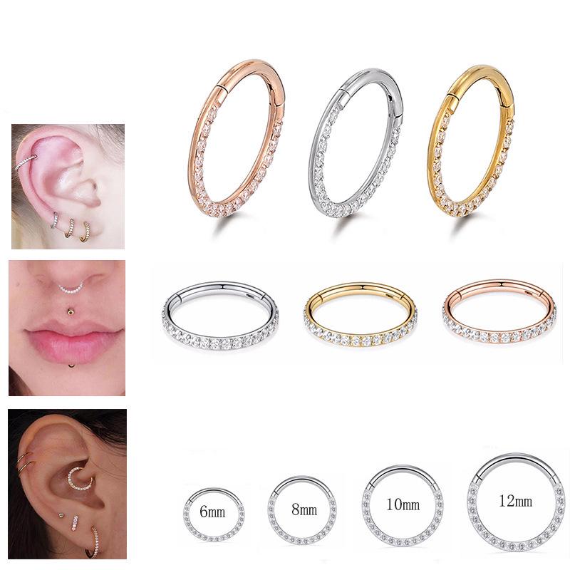 Stainless Steel 316L Zirconia Inlaid Nose Ring & Ear Cartilage Jewelry