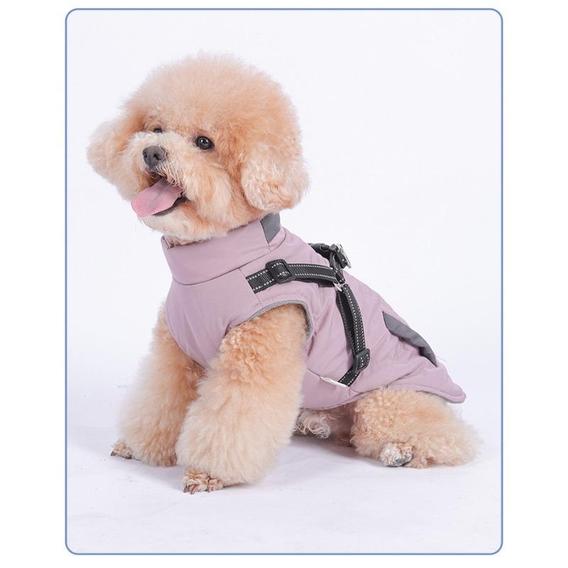 New Dog Clothes for Autumn and Winter Pet Windproof Stand-up Collar Dog Cotton Coat Reflective Thickened Warm Pet Clothing