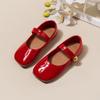 2025 Girl's Leather Shoes Square Toe Elegant Shallow Kids Mary Janes Flat Sole Comfy Children Single Shoes Girls Princess Shoes