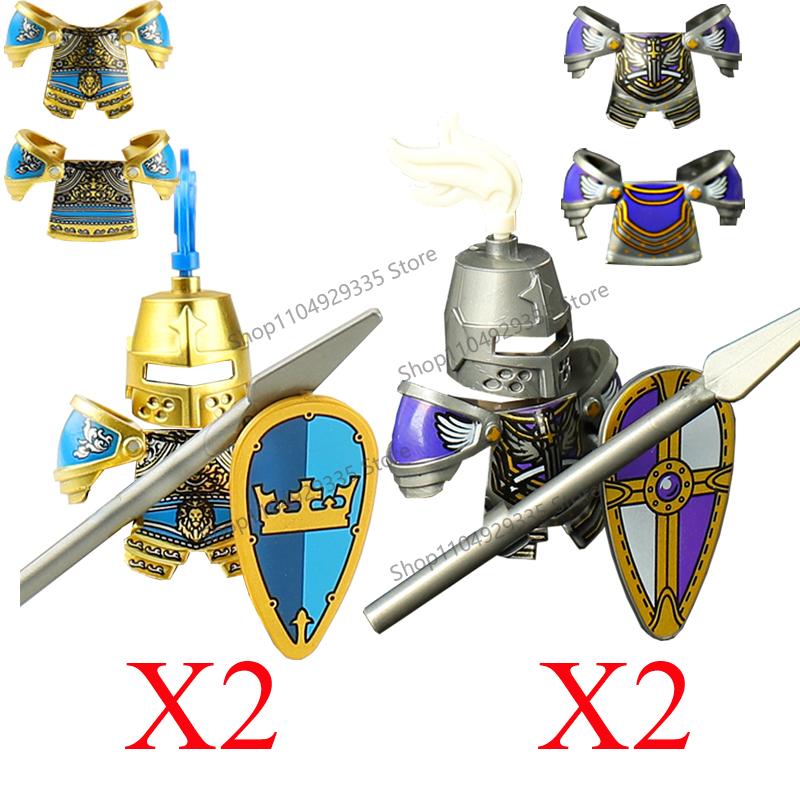 Figuras de Soldados Militares Medievales MOC Bloques de Construcción Castillo Águila Negra Lobo Pulpo Grifo Caballero Antiguo Armas Ladrillos Juguetes