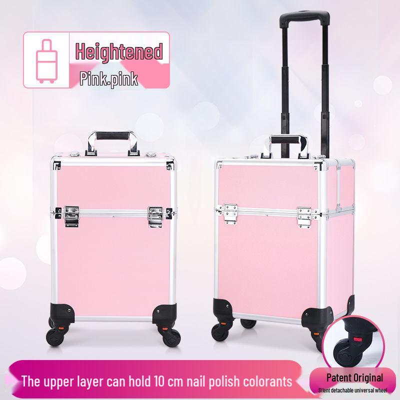 Portable Professional Makeup Case with Trolley, Lockable, Large Capacity for On-Site Beauty, Manicure, Microblading