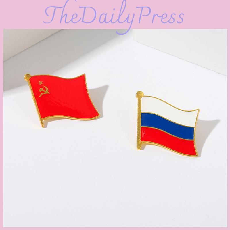 Chic Colorful Flag Badge Brooch Unique Geometric Metal Pin For Trendy Clothing Bags And