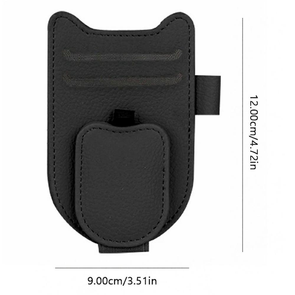 Multi-Functional Sunglasses Holder for Car Sun Visor Clip On PU Leather Card Organizer with Pen Loop