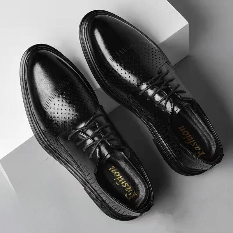 

Solid Color Black Spring Autumn Men s Formal Shoes Lace-up Business Office Cheap Clearance Luxury Designer 39 Social Shoe Male 45