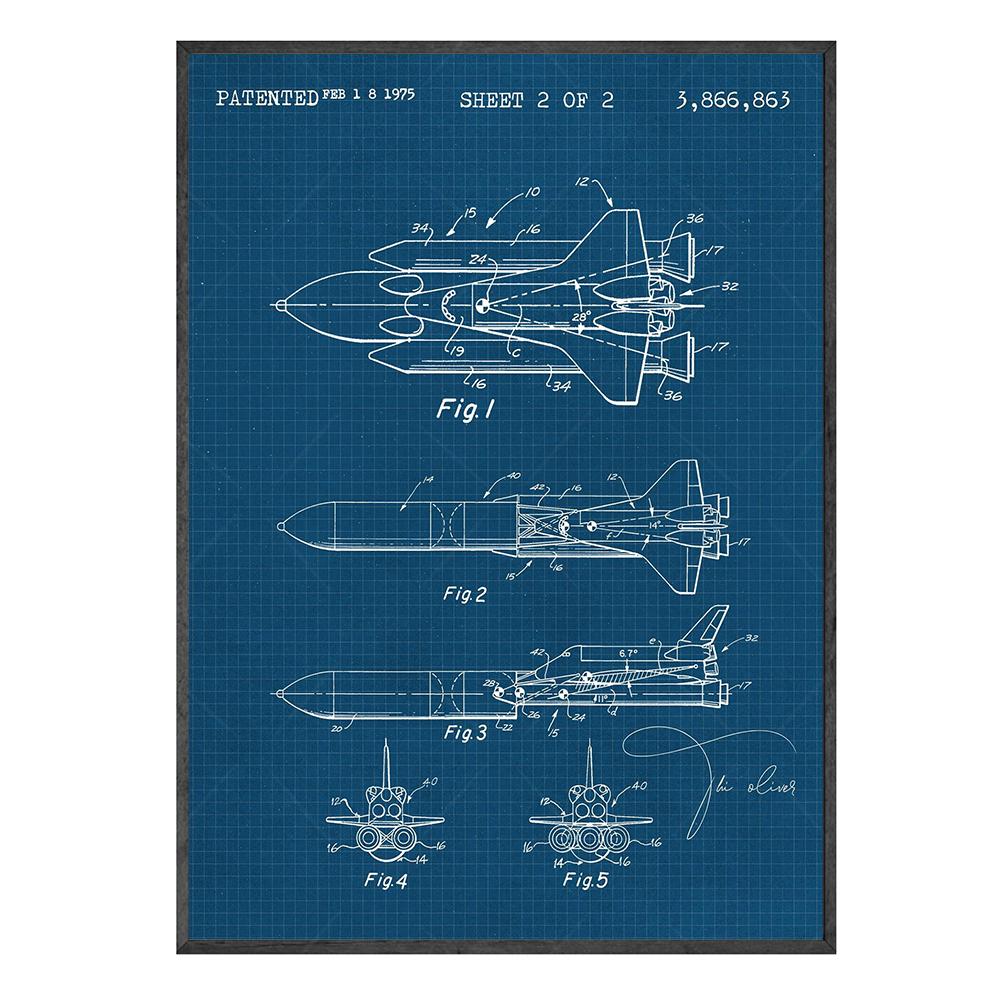 Saturn V Apollo Rakete NASA Weltraumforschung Patent Diagramm Blaupause Büro Poster Wand Kunst Leinwand Druck für Home Office Deco