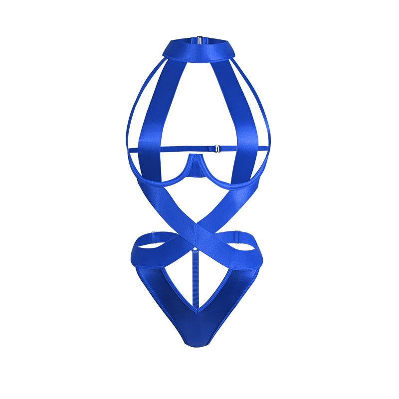 Hot leaking milk sexy uniform neck hollow steel ring gathering sexy onesie underwear