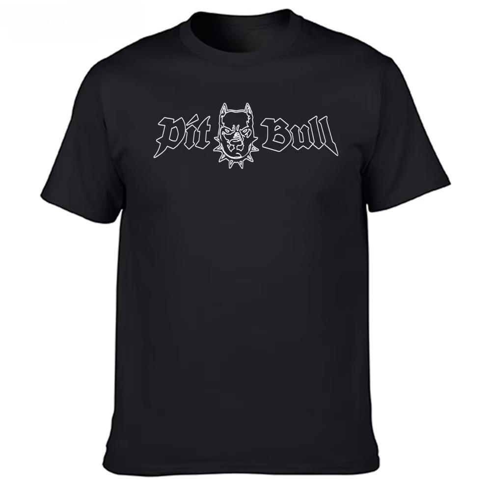 New Spring Vintage Pitbull Rap T Shirt Black Big Center Logo Hip Hop Style Graphic T Shirts Unisexs T Shirts Vintage T Shirt